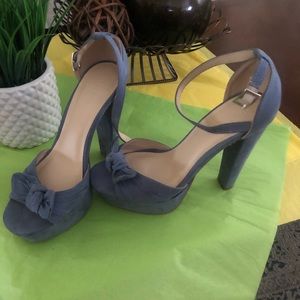 Suede light blue ankle wrap open toe sandals